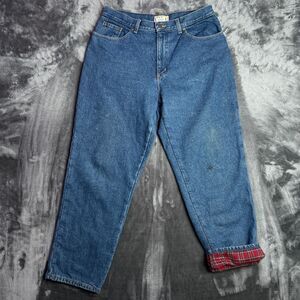 L.L. Bean Womens Flannel Lined Jeans Size 14 Petite Relaxed Classic Fit